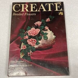 NWT 1970 vintage Nicole bead & craft pink rose bouquet beaded flower kit